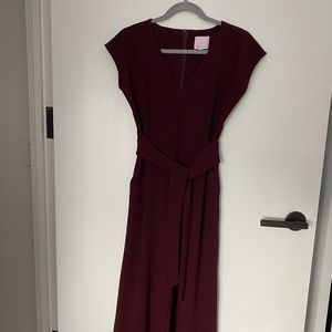 Anthropologie ett:twa Sedona Jumpsuit Wine Color Size XS